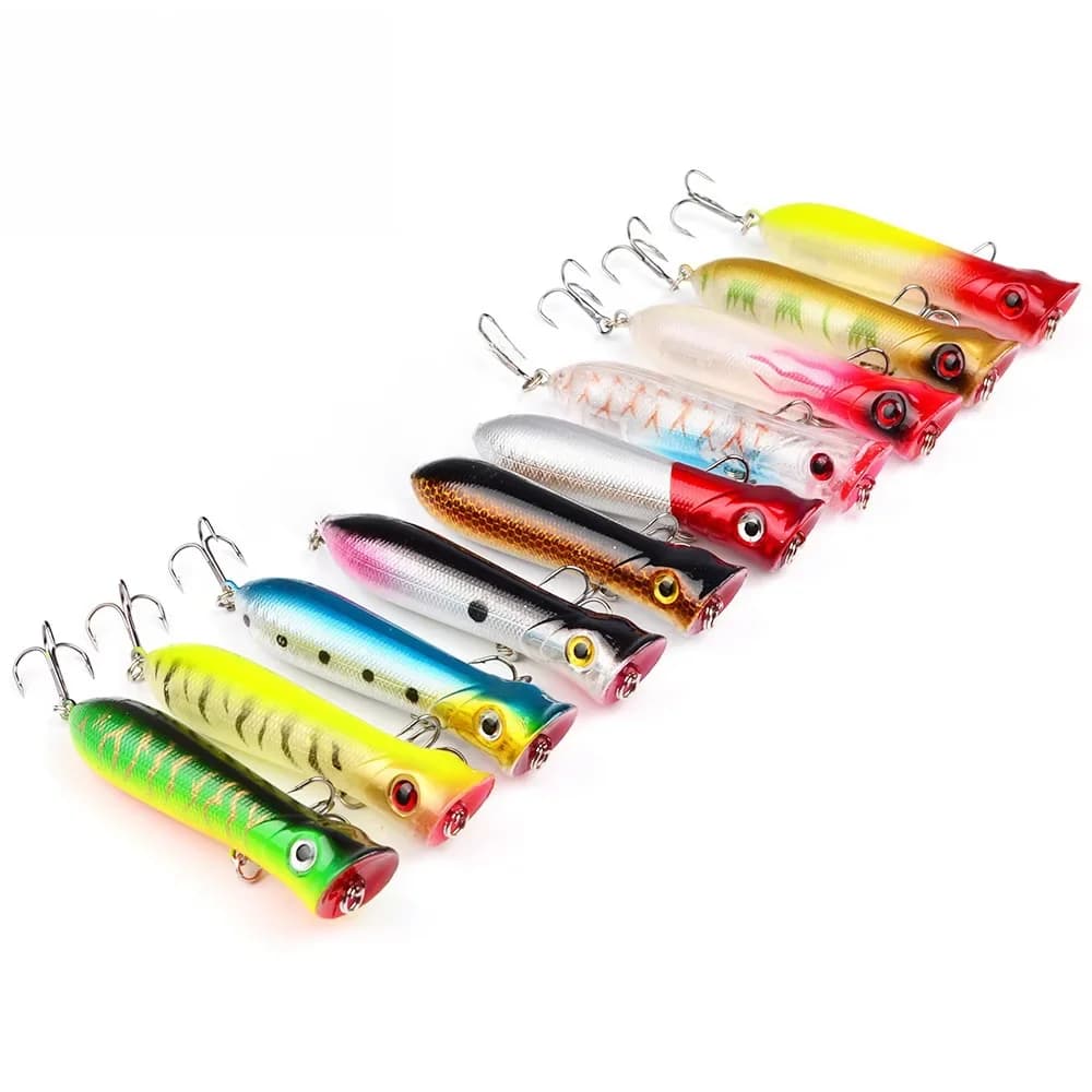 Popper-Leurre Rigide WobJeff avec Hameçon, Remorque Flottante Artificielle, Pêche en Océan, Matériel Bionique pour Carpe, 80mm, 12g, 6 #