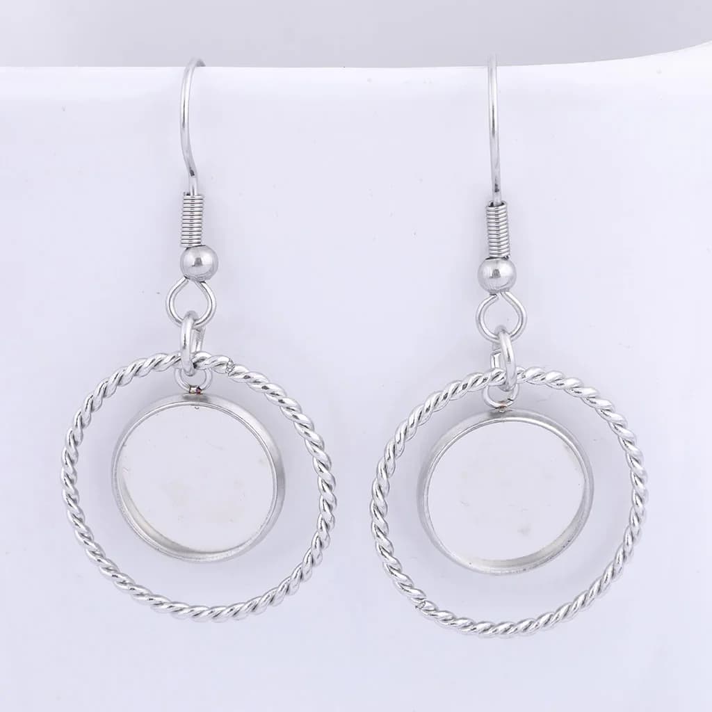 10 pièces adaptées aux boucles d'oreilles cabochon de 12mm, en acier inoxydable, cerceau, cercle, breloques, résultats de bricolage