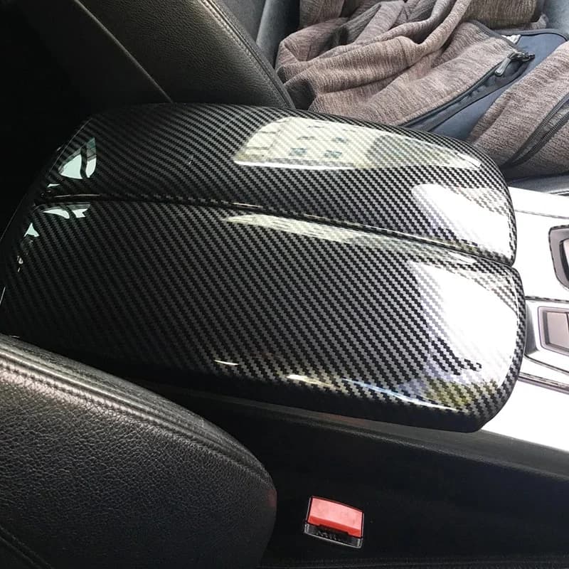 Accessoires pour BMW X5 X6 X7 E70 E71 F15 F16 G05 G06 G07, garniture de couvercle autocollante pour boîte de rangement d'accoudoir en fibre de carbone, style automobile