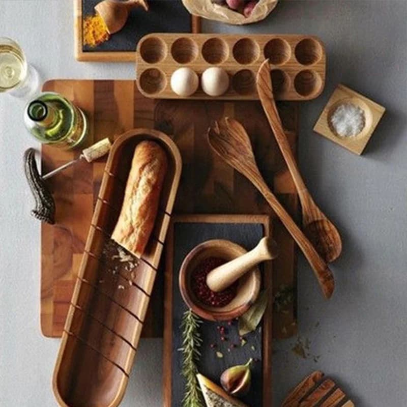 Boîte de Rangement en Bois d'Acacia pour la Cuisine, Conteneur à Double Nucleo pour le Ménage et le Réfrigérateur, Accessoires T1