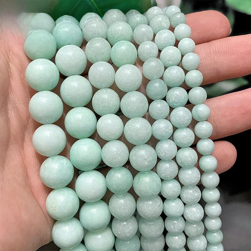 Pierre de calcédoine vert clair lisse, perles rondes en vrac, pierre naturelle, Bracelet et collier pour la fabrication de bijoux, 15 pouces, 4/6/8/10/12mm