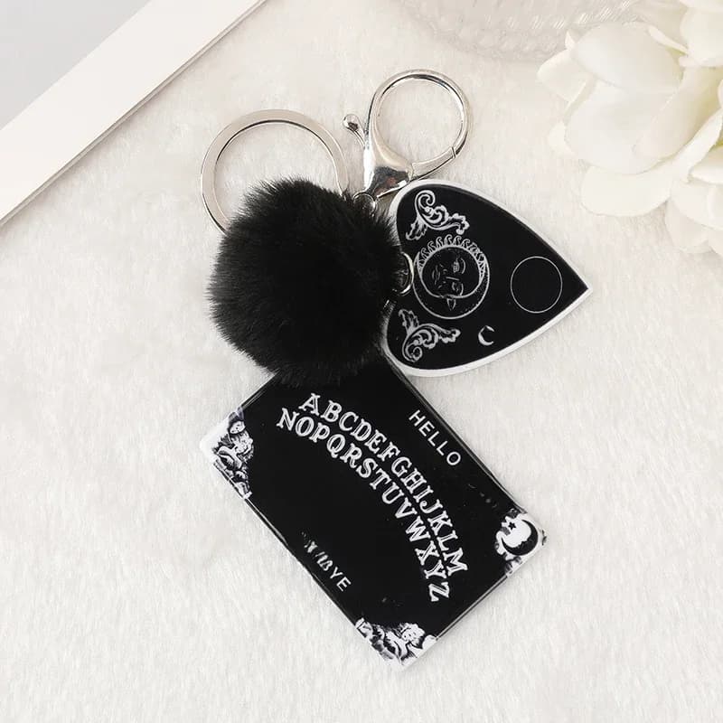 Porte-clés Ouija Communautés chette pour femme, porte-clés miroir de voiture, pompon acrylique, planche punk, breloques artisanales, bijoux pour sac à main, 1PC