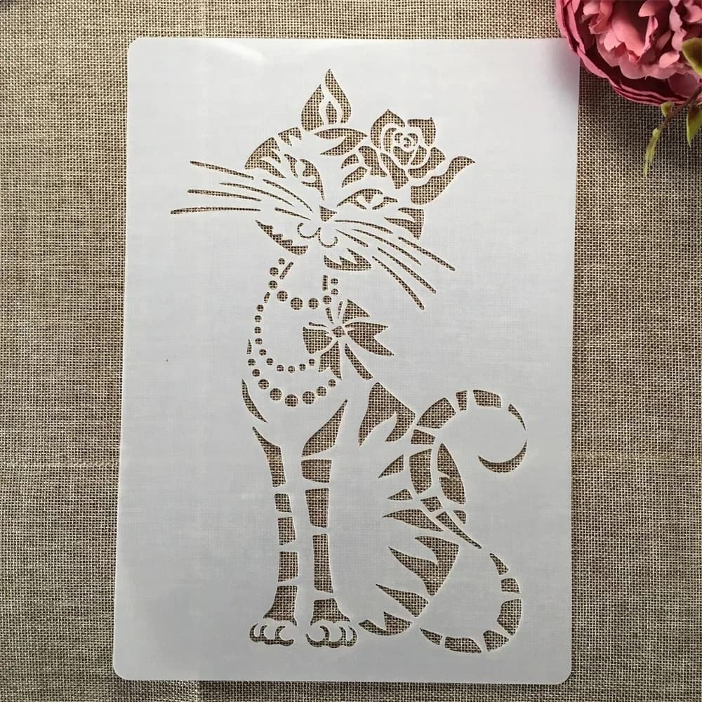 Pochoirs pour peinture murale A4, 29cm, motif chat femelle mignon, pour bricolage, scrapbooking, coloriage, gaufrage, modèle décoratif d'album
