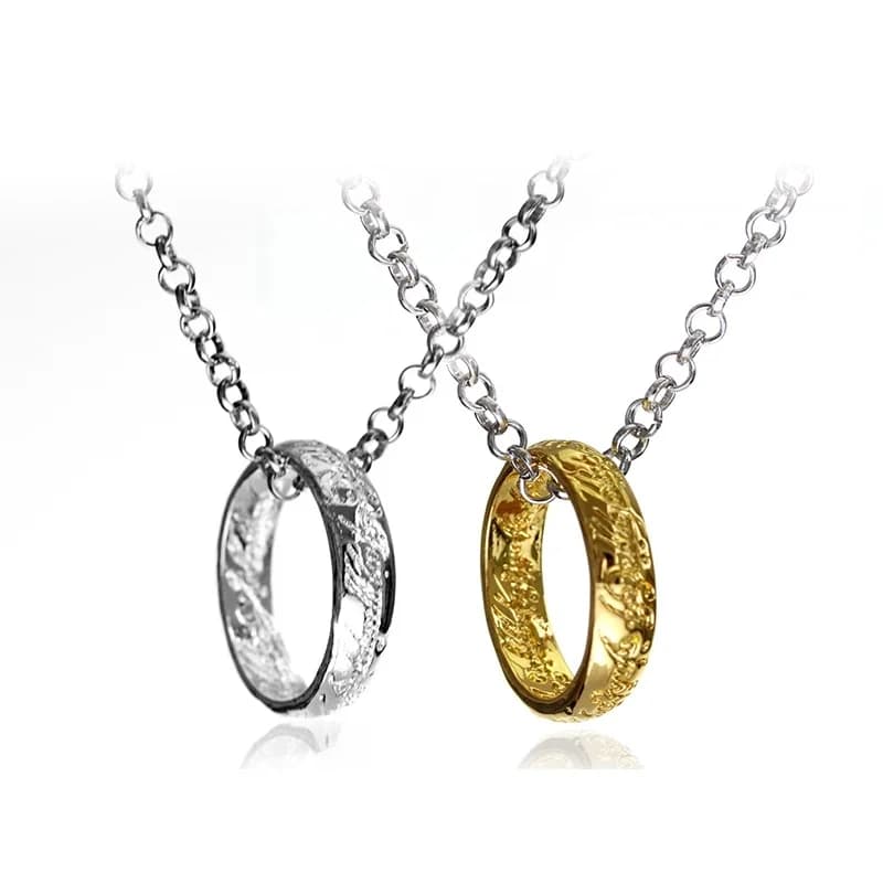 Un anneau de pouvoir collier elfes Baggins Gollum Tolkien lettres couleur or pendentif mode film bijoux hommes femmes en gros