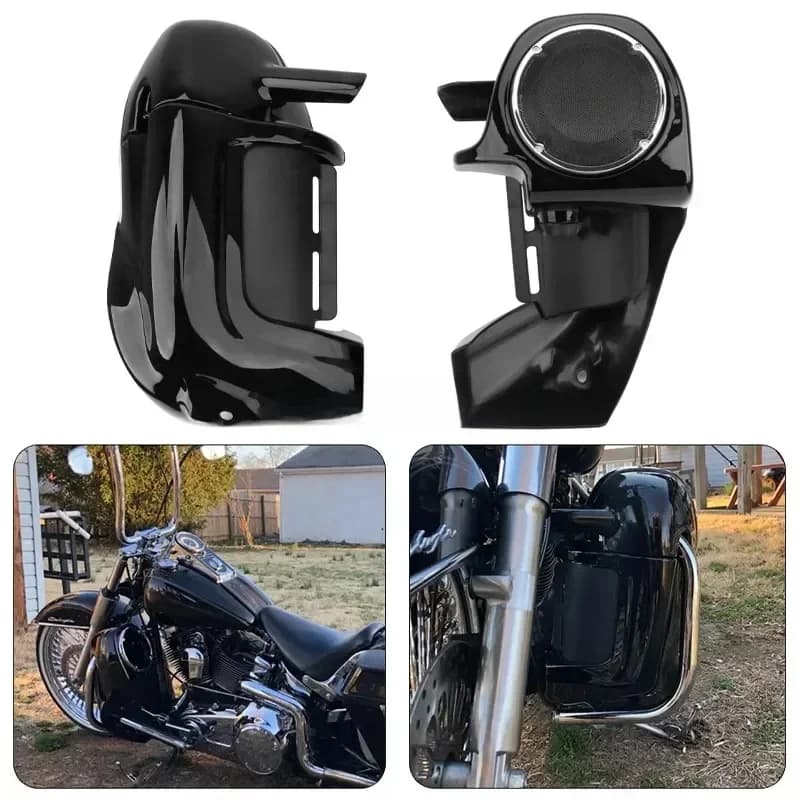 Carénage de jambe ventilé de moto + haut-parleurs de 6.5 pouces avec grilles pour Harley Touring Road Glide 1983 – 2013