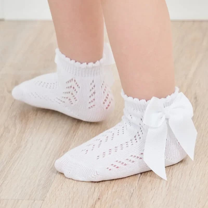 Lawadka été maille nouveau-né bébé filles chaussettes mode nœud mince enfants chaussettes pour filles infantile princesse blanc rouge noir 0-5 ans