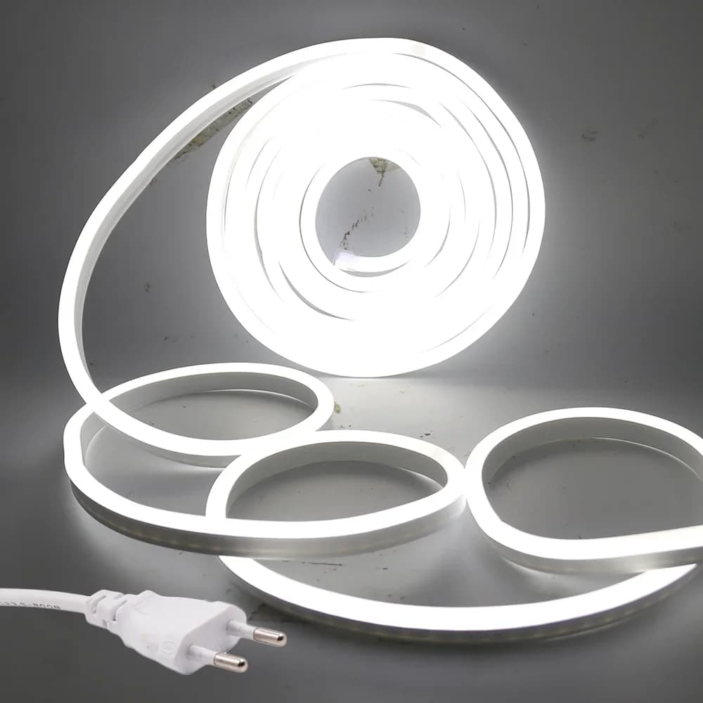 Bande lumineuse néon Flexible 220V, SMD2835, 120 diodes/m, étanche, éclairage de jardin, ruban néon, blanc chaud et froid, panneau néon Flexible