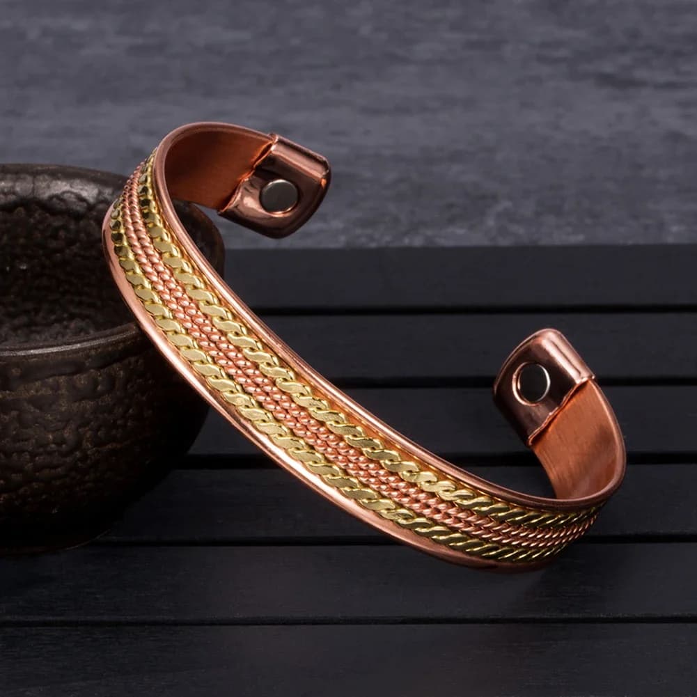 Bracelets en cuivre pur torsadé pour femmes, bracelets réglables, 11mm de large, thérapie magnétique, énergie arthritique, manchette d'entraîneur, bijoux