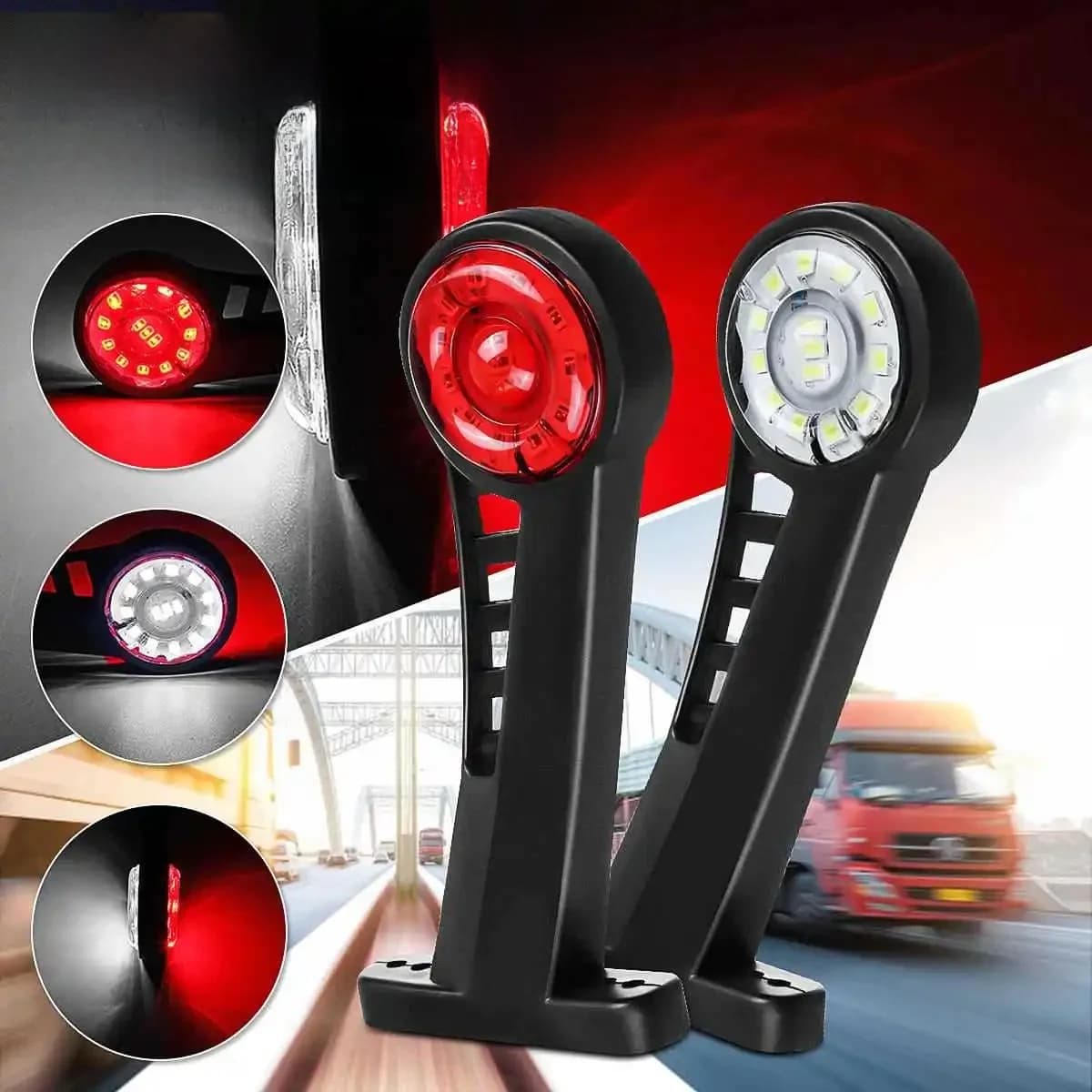 Feux latéraux de remorque de camion à LED, feux arrière, marqueur de contour, éclairage de marqueur latéral de camion, 24 V, Van