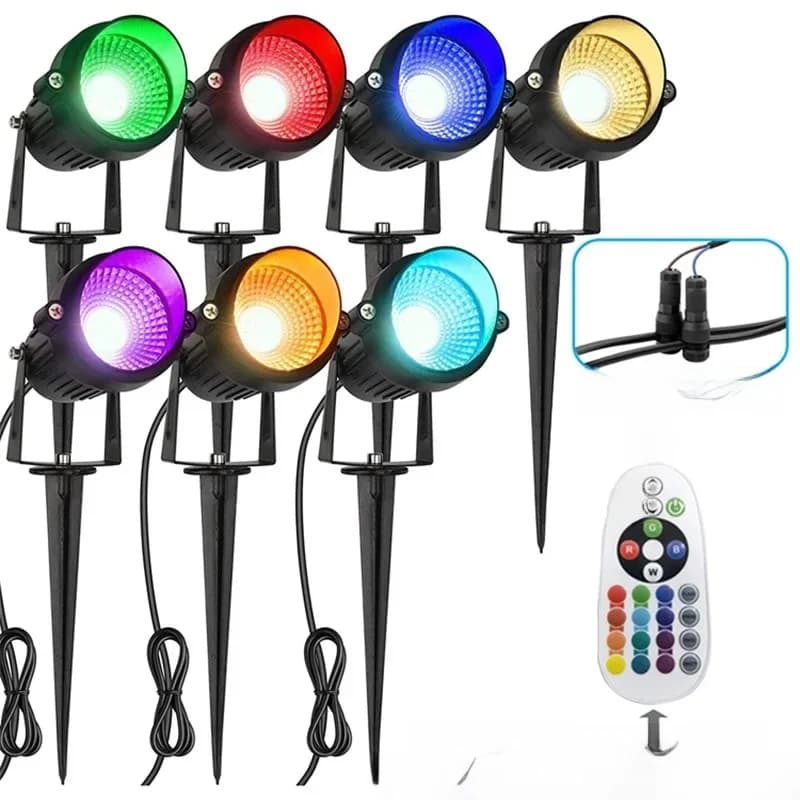 Lampe LED imperméable conforme à la norme IP65, spot lumineux, lumière blanche chaude, idéal pour un jardin, un sentier, un arbre, un drapeau ou une pelouse, 10W, 12V