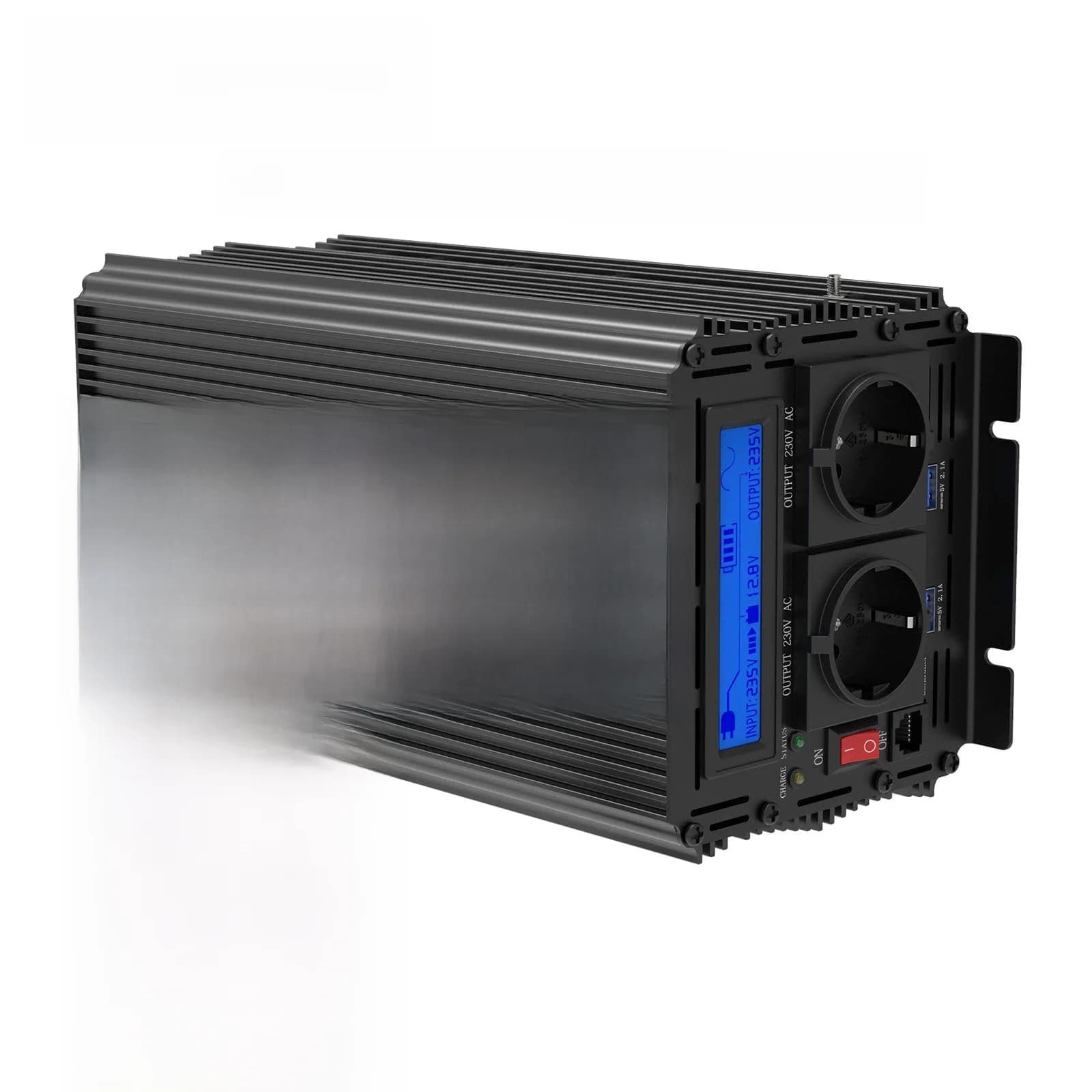 Convertisseur d'énergie EDECOA avec chargeur de batterie 1500W 2500W DC 12V vers AC 220V 230V hors réseau, onde sinusoïdale pure