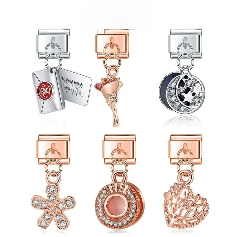 Hapiship nouveau Original marguerite mode Rose fleur coeur fleur enveloppe charme liens italiens ajustement 9mm Bracelet fabrication de bijoux DJ375