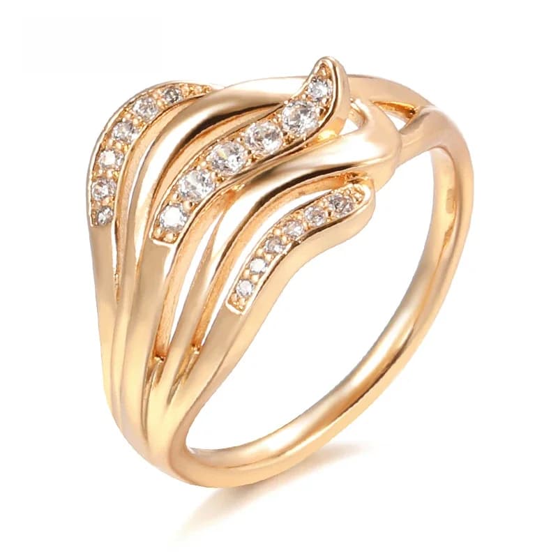 Kinel-Bague ondulée en or rose pour femme, ligne creuse, matiques de mariage ethniques, bijoux fins vintage, naturel, chaud, 585