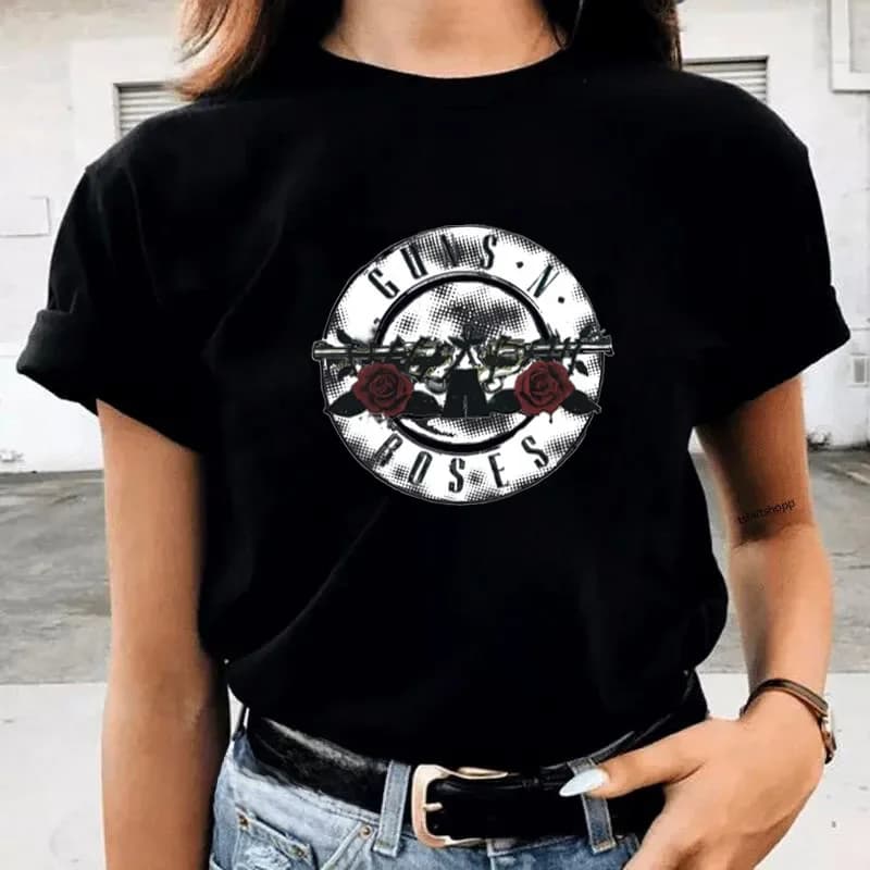 GUNS and Roses groupe de rock t-shirt femmes imprimer surdimensionné streetwear t-shirt femme punk été hauts femmes vêtements livraison directe