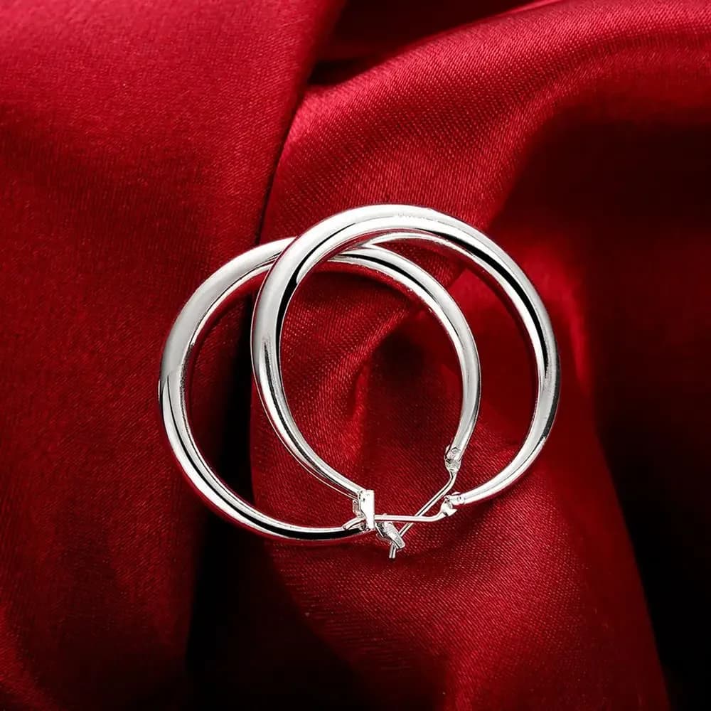 Boucles d'oreilles rondes en argent Sterling 925 pour femmes, grandes boucles d'oreilles circulaires de 33mm, bijoux originaux, tendance 2022, bijoux de noël
