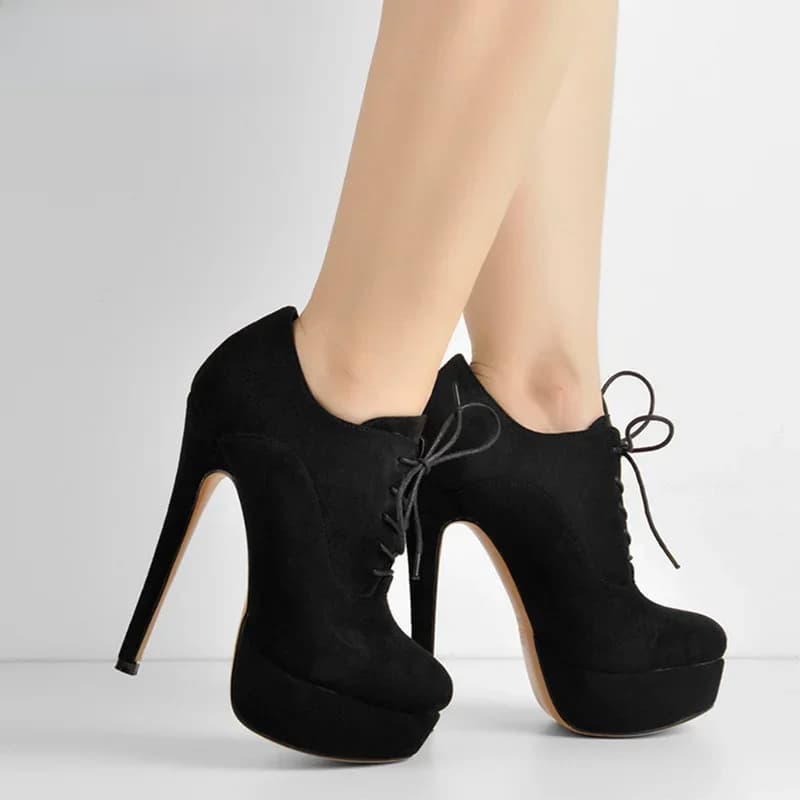 DALTolmaker-Bottes de rinçage à talons hauts pour femmes, bottes à lacets Stiletto, floqué noir, chaussons confortables, grande taille, plateforme sexy