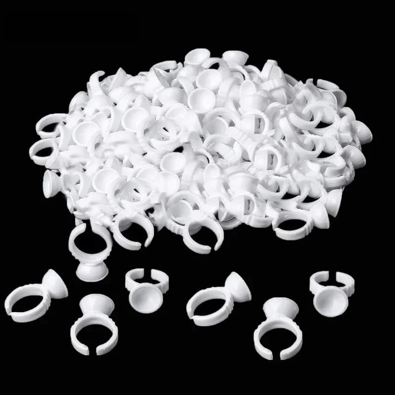 50 / 100pcs Anneaux de colle pour extension de cils Nail Art Supports de colle Coupes de palette de cils pour tatouage Outils de maquillage pigmentaire