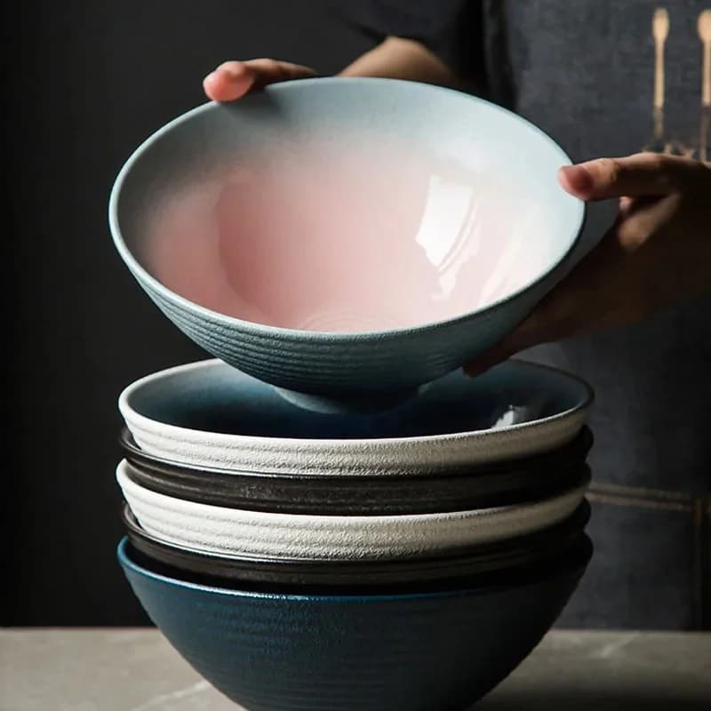 Bol Ramen en en céramique de Style japonais, grand bol de mer pour la maison, grands bols à chapeau rétro et plats à soupe commerciale
