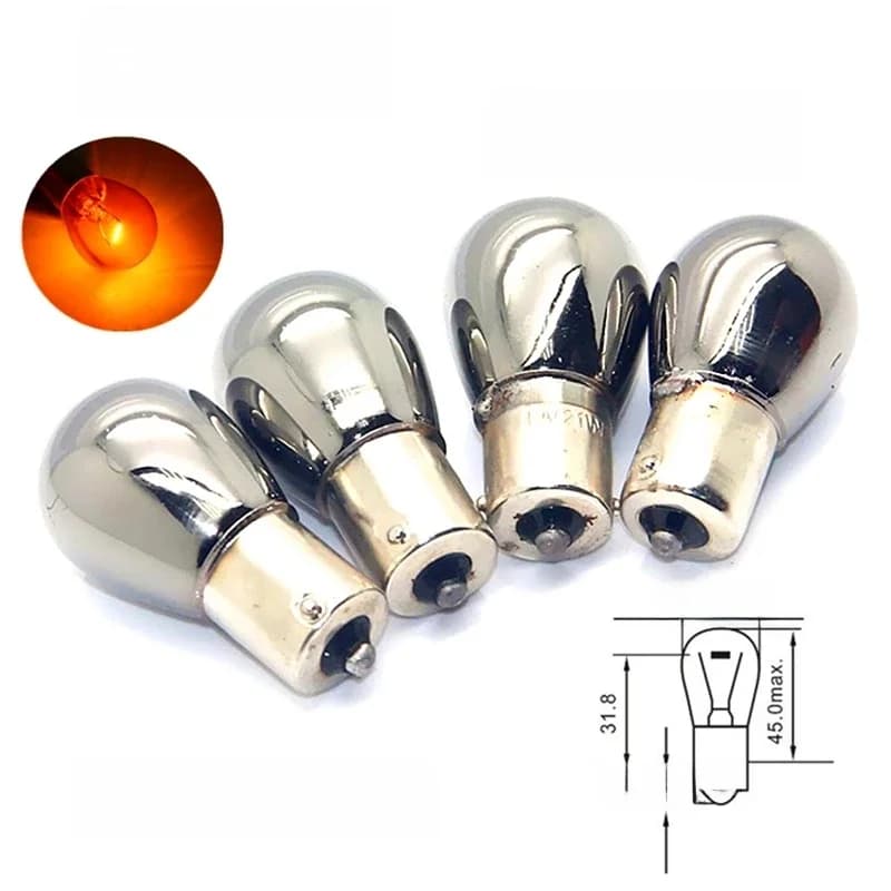 Ampoule chromée ambre 581 py21w S25 bau15s, clignotant invisible 1156 12v21w, lampe de signalisation pour véhicule automobile, 4 pièces