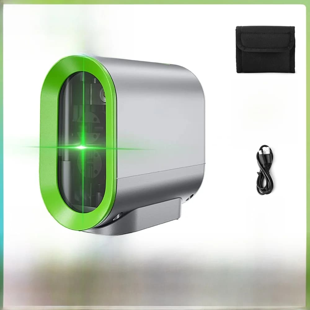 Huepar 2 Lignes Niveau Laser Auto-Nivelant et Batterie Li-ion Rechargeable Faisceau Vert Ligne Croisée Outil Laser avec Mode d’Impulsion