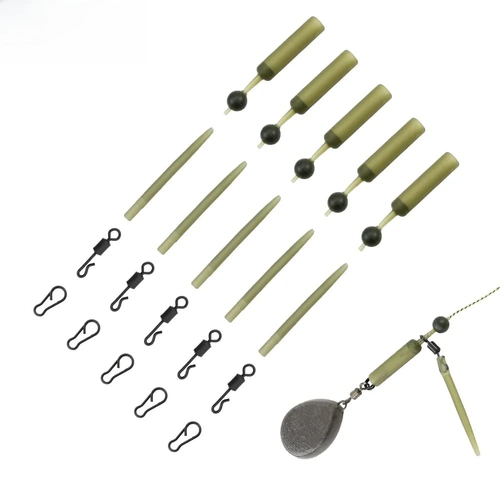 Kit de 5 Montage Lead Clip Kit Manchons caoutchouc Émerillons Anti tangles Quick snap Clips de plomb de sécurité M20
