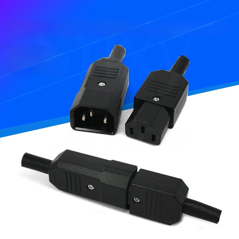 Connecteur de câble droit IEC C13 C14 10A 250V, prise femelle et mâle noire, connecteur d'alimentation rechargeable, prise ca à 3 broches, 1/5/10 pièces