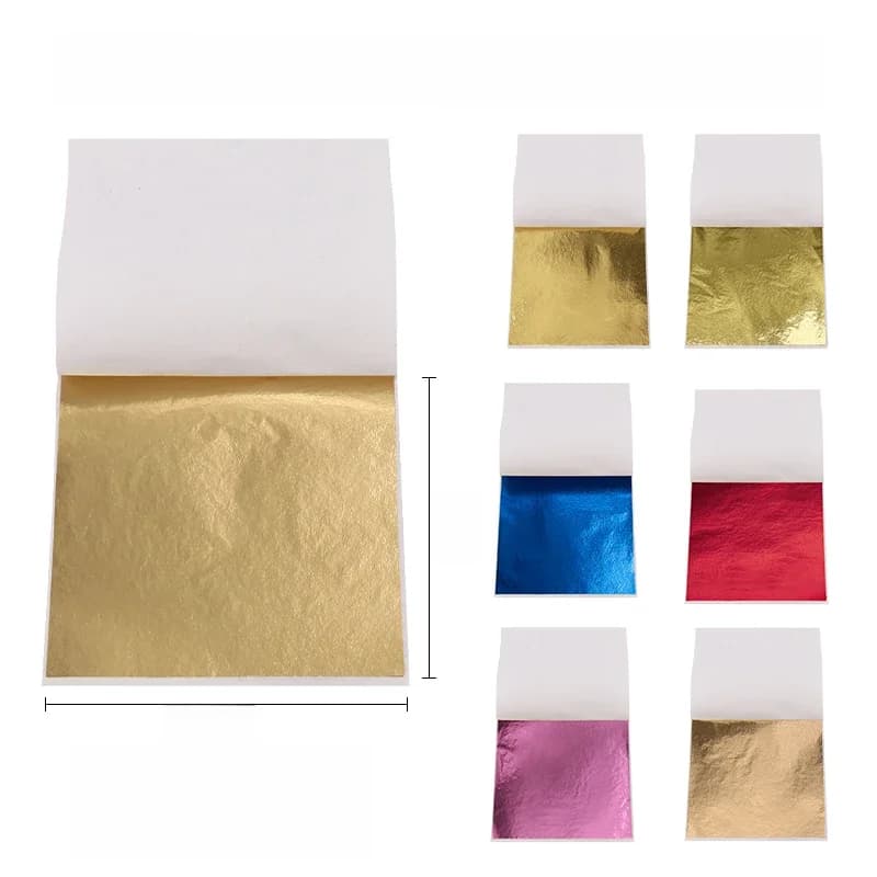 Feuilles d'imitation de feuilles d'or de Taiwan 8x8.5cm, papiers en aluminium de cuivre pour dorure, bricolage, artisanat d'art, décoration en papier de conception