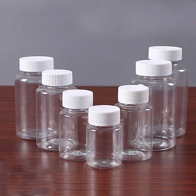 Bouteilles vides en plastique PET transparent, 10 pièces, 15ml/20ml/30ml/100ml, flacon de médicaments en poudre solide, conteneur de pilules, bouteille d'emballage de réactif