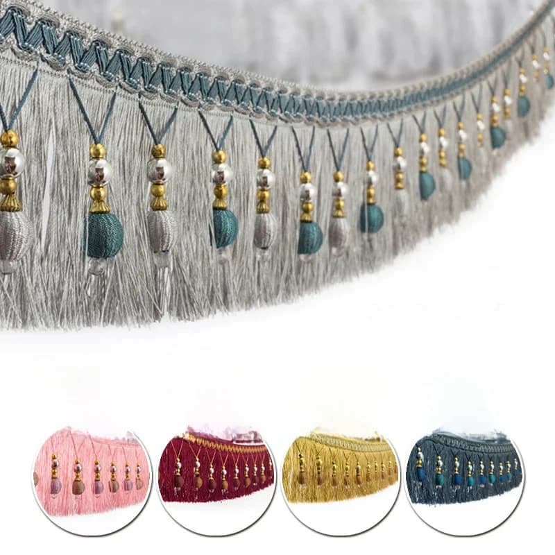 Garniture de gland de rideau de couture, robe de danse à franges de ruban de dentelle, vêtement de scène, bord de rideau de maison, accessoires décoratifs d'artisanat de bricolage, 3m