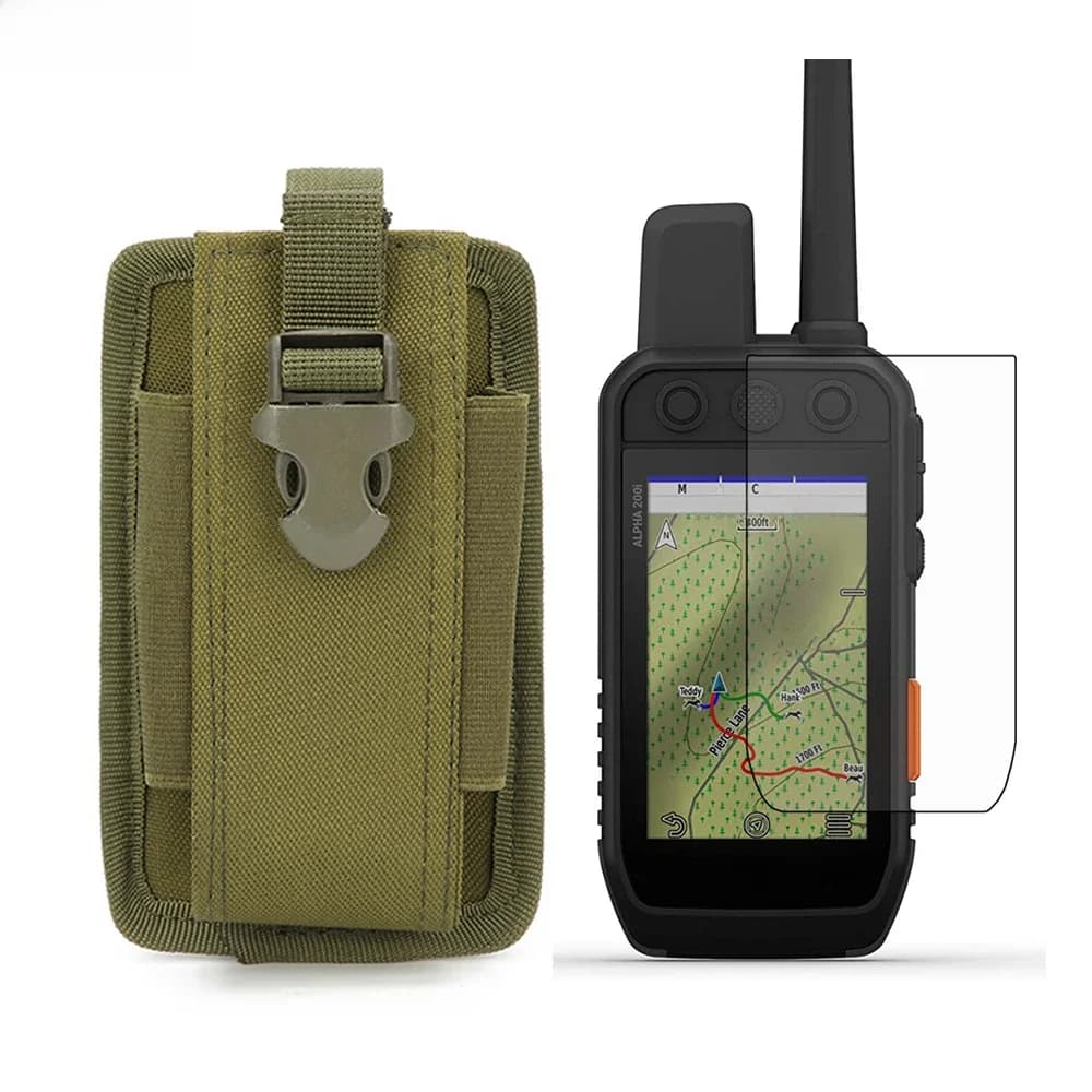 Étui de poche Portable tactique militaire + Film de protection d'écran pour GPS portatif Garmin Alpha 200i 300i 200 300 Alpha200i