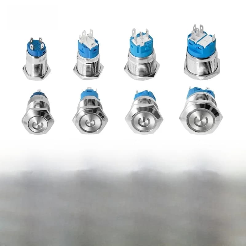 Joli à bouton-poussoir en métal étanche, lumière LED, auto-verrouillage, bouton d'alimentation plat, 12mm, 16mm, 19mm, 22mm, 3 V, 6V, 12 V, 24V, 220V