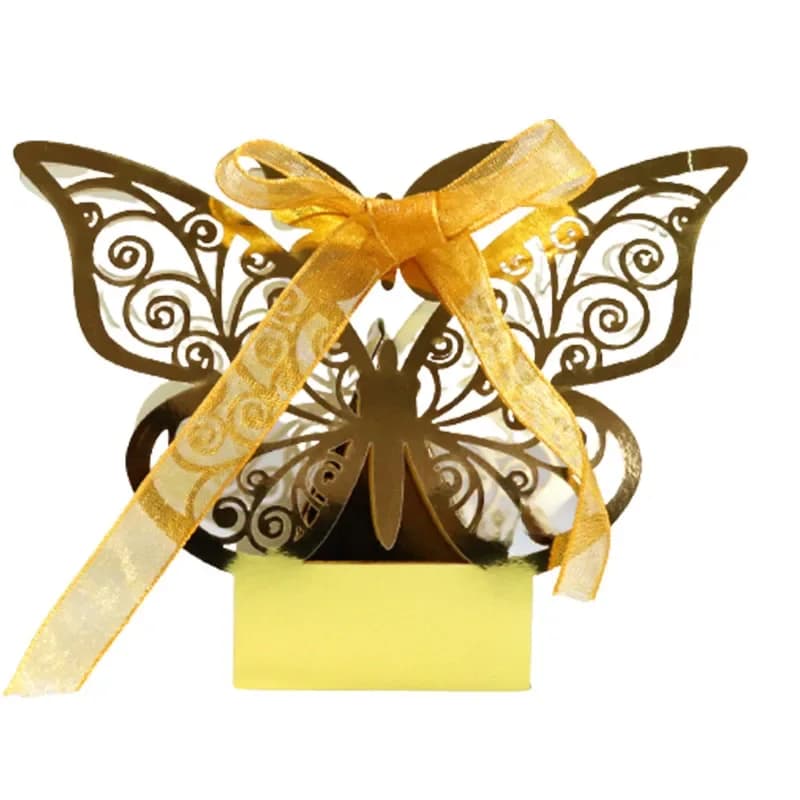 Boîte à Bonbons Découpée au Laser avec Ruban, Décoration de ixPréChristophe, Baptême, Mariage, 10 Pièces