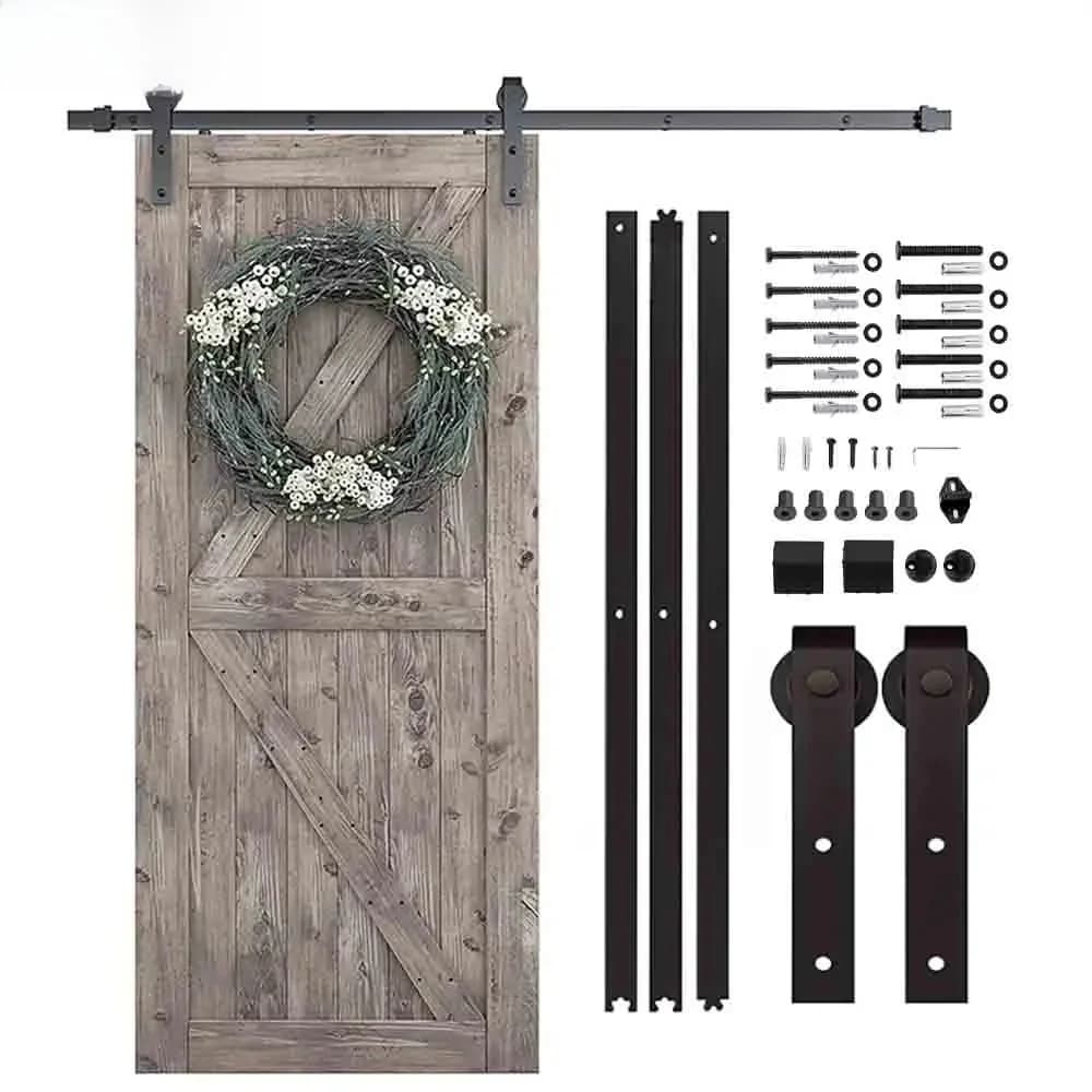 Hacker – Rail de porte de grange coulissante en acier au carbone, 4 à 9,6 pieds, système de cintre de porte de grange, piste à roulettes robuste pour porte simple