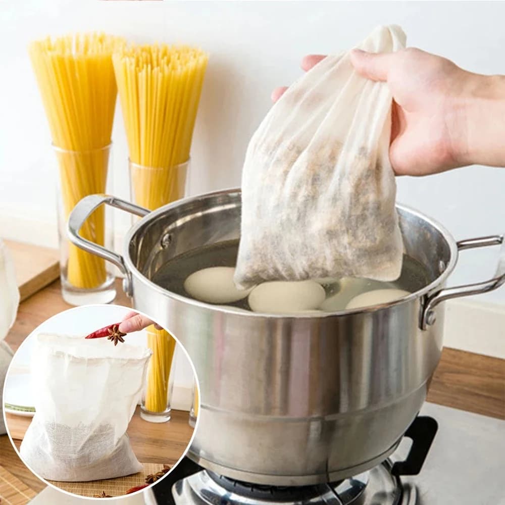 Sac de gril en coton réutilisable, passoire à épices à verrouillage, filtre à mailles, boule à base de plantes de médecine chinoise, outils de cuisine, passoire à soupe, sachet de thé