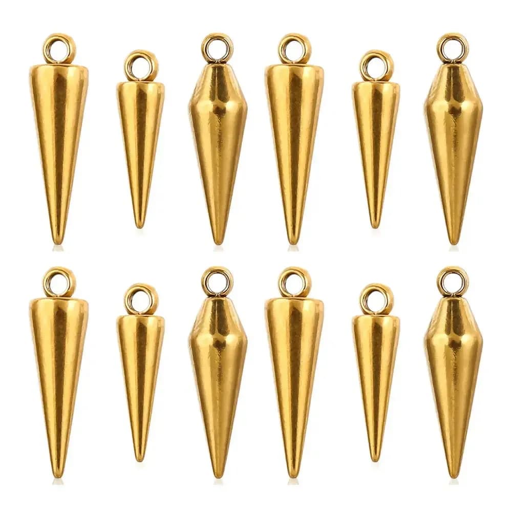 Breloques de cône circulaire en acier inoxydable, accessoires faits à la main, résultats de pendentif de collier exécutif, bijoux de bricolage, 10 pièces