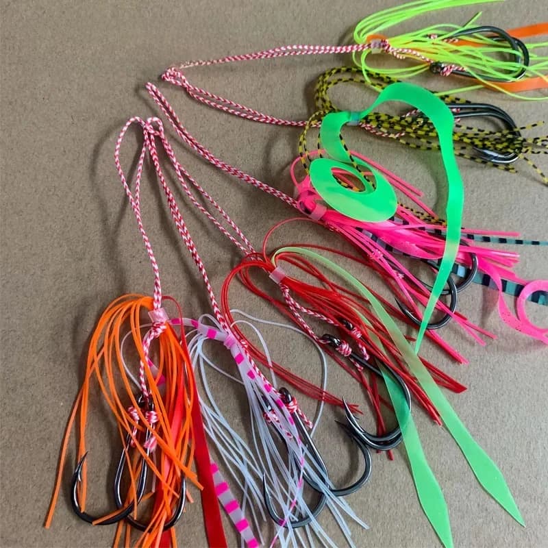 TEASER-Hameçons d'assistance Madai Kabura, jupes en silicone Tai, rubans de filaments, différentes couleurs, gabarits coulissants, T64.Sinker