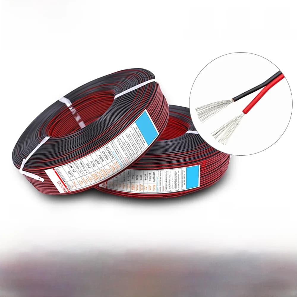 Câble à 2 broches rouge et noir, fil électrique plat 5V 12V 24V LED automobile, fils électriques de voiture 18AWG 16AWG 20AWG 16 18 20 24 26 28 AWG