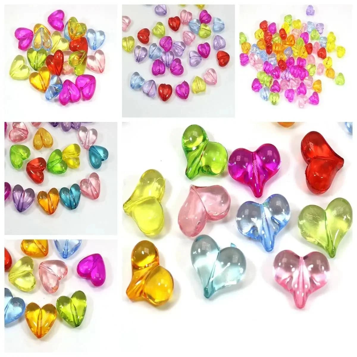 Breloques en acrylique à couleurs mélangées pour bricolage, breloques transparentes en forme de cœur