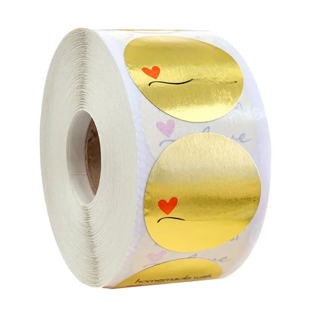 Autocollants ronds dorés faits maison avec amour, étiquettes de sceau, papeterie pour Scrapbooking, autocollants de sceau alimentaire faits à la main, 100 à 500 pièces