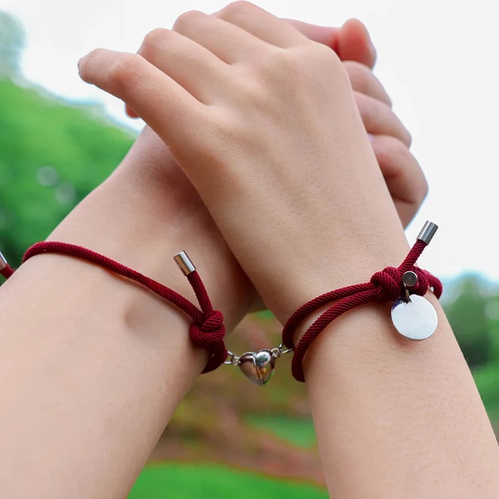 2 pièces/ensemble personnalisé 26 lettres charme couple Bracelet mode coeur aimant attirer tressé corde bracelets pour femmes hommes en gros