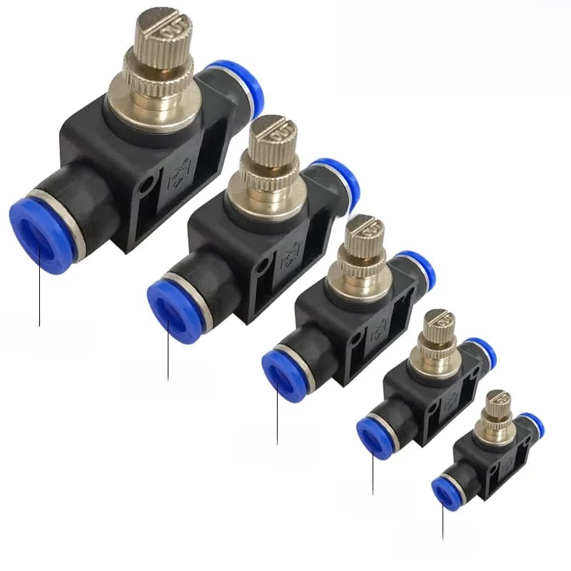 Vanne d'accélération LSA 4-12 mm, vanne de contrôle de la vitesse de débit d'air, tube, tuyau d'eau, raccords pneumatiques à insertion rapide