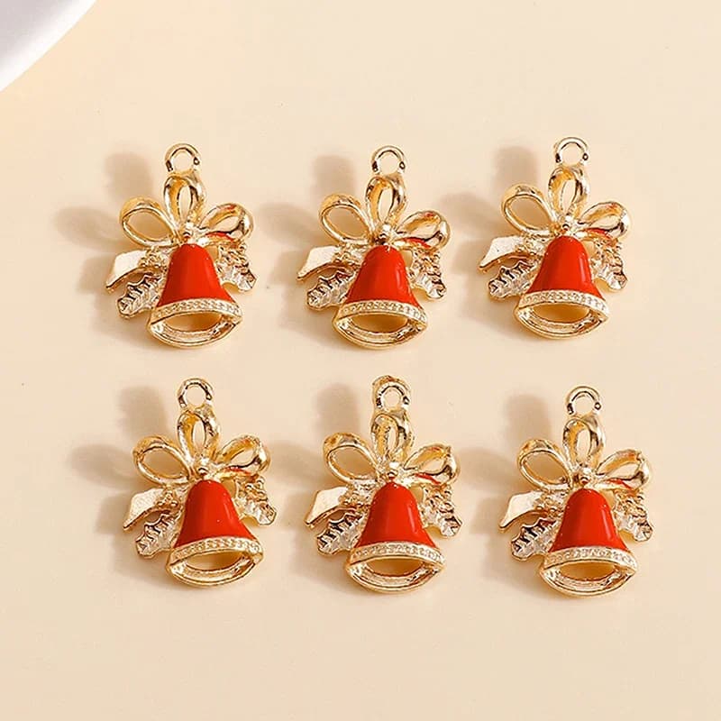 10 pièces de breloques clochettes de Noël en émail 16*21mm pour la fabrication de bracelets, pendentifs, boucles d'oreilles, cadeaux créatifs, accessoires de bijoux