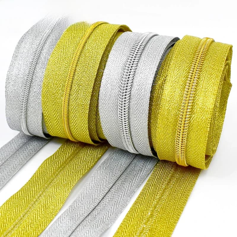Ruban de fermeture à glissière en nylon pour sac à coudre, or, argent, bricolage, sport, manteau, vêtements, kit de réparation de vêtements, accessoires, 5 m, 10m, 3 #, 5 #