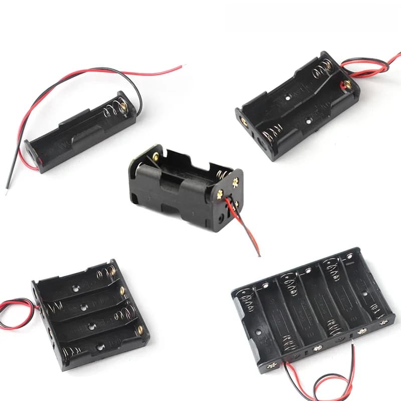2021 nouveau 1 2 3 4 8 fentes AA boîtier de batterie AA LR6 HR6 support de batterie mallette de rangement avec fil de plomb Bateria conteneur de Protection