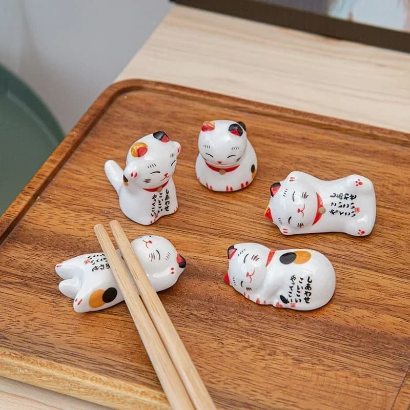 Baguettes japonaises en céramique pour chat porte-bonheur, 1 pièce, porte-baguettes pour chat porte-bonheur, décorations japonaises pour la maison, la cuisine et l'hôtel