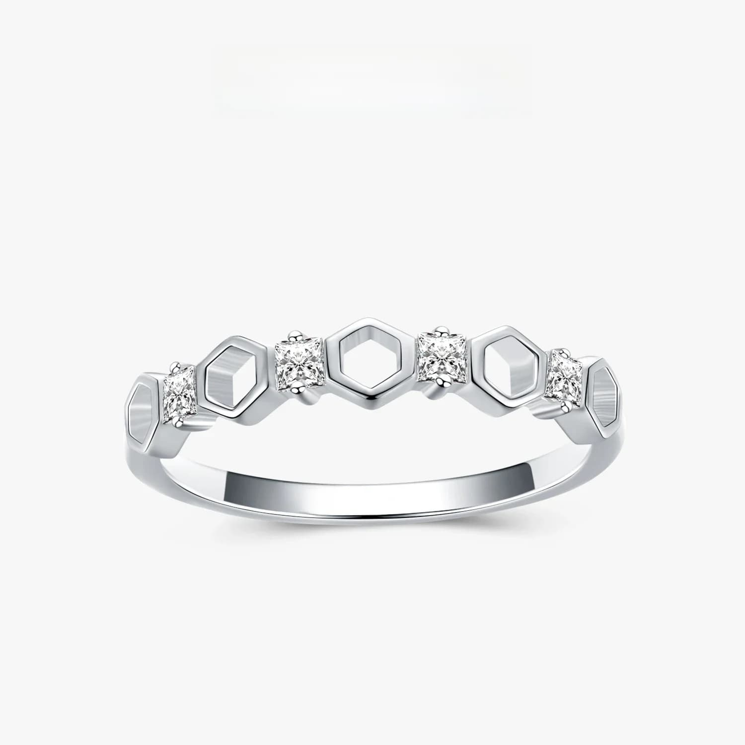 Ailmay véritable 925 en argent Sterling nid d'abeille bagues pour les femmes clair CZ bague pour les femmes bijoux fins cadeau de saint valentin