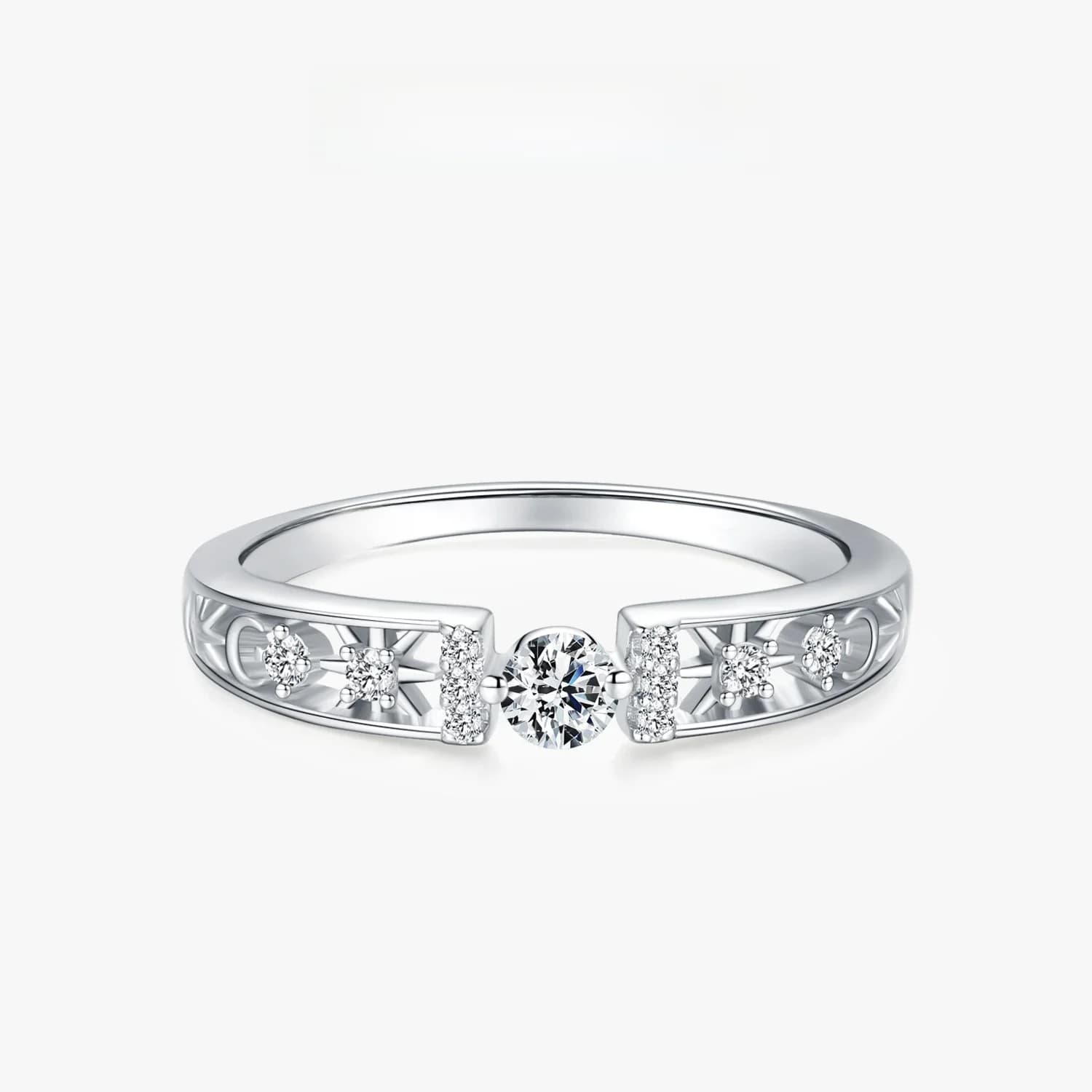 Ailmay 100% anneaux de doigt en argent Sterling 925 véritable CZ clair anneaux de ligne géométrique pour femmes bijoux classiques de déclaration de mariage