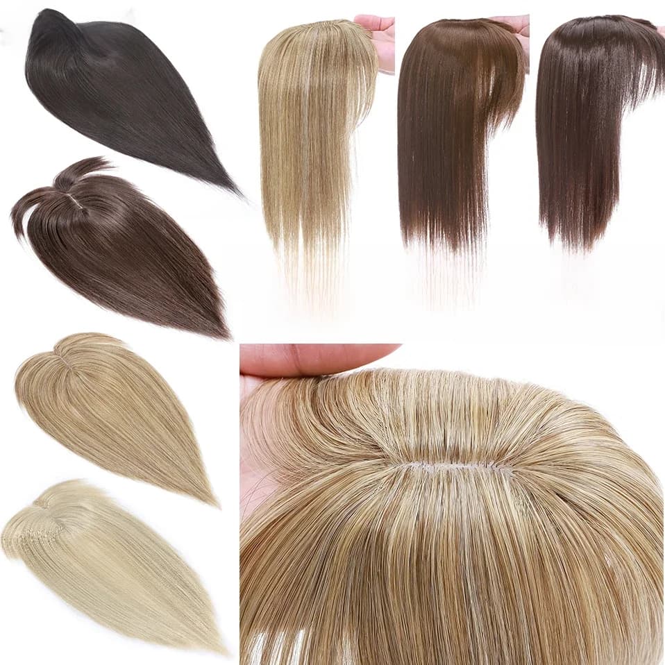S-noilite pince synthétique en une seule pièce Extension de cheveux noir brun pince en postiches avec frange pour femme faux cheveux naturels