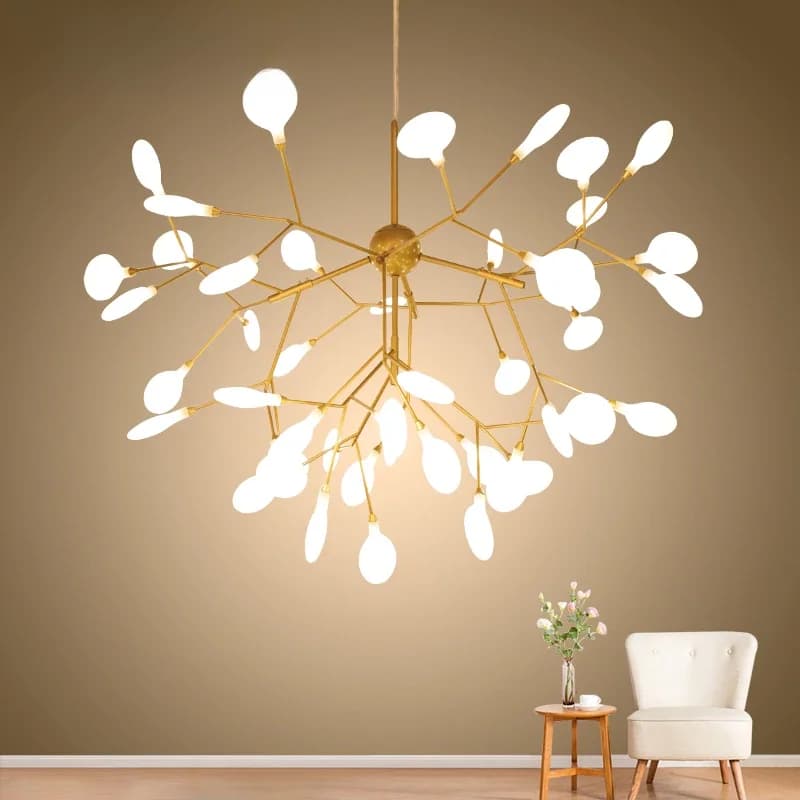 Luciole LED Lustre Lumières Pour Chambre Salon Chambre Lampe Lampara Or Noir Intérieur Suspendu Luminaire Lumières Lustres