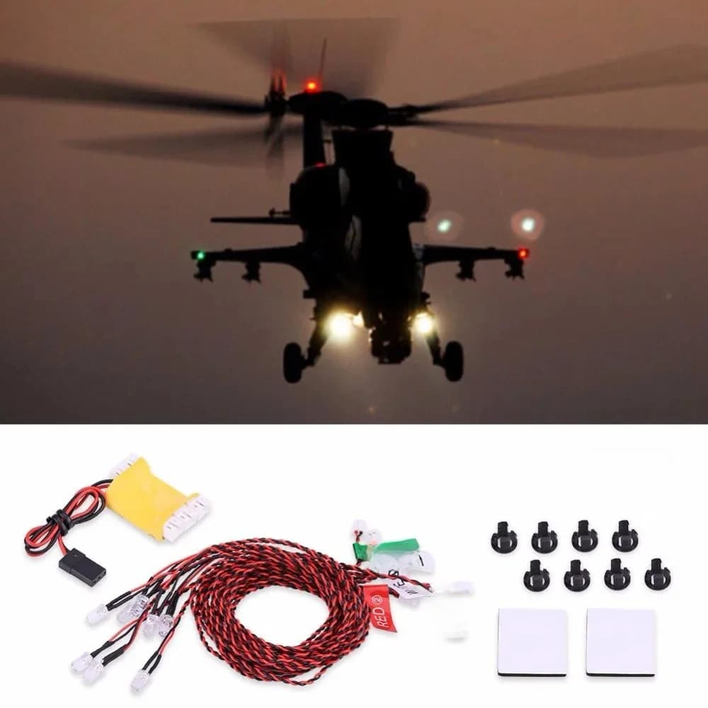 Kit de système d'éclairage RC 8 LED, lumières clignotantes de Simulation avec boîte de commande, accessoires RC pour avion hélicoptère RC